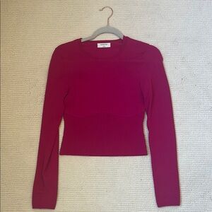 Aritzia Pink Fitted Crop Top Blouse
